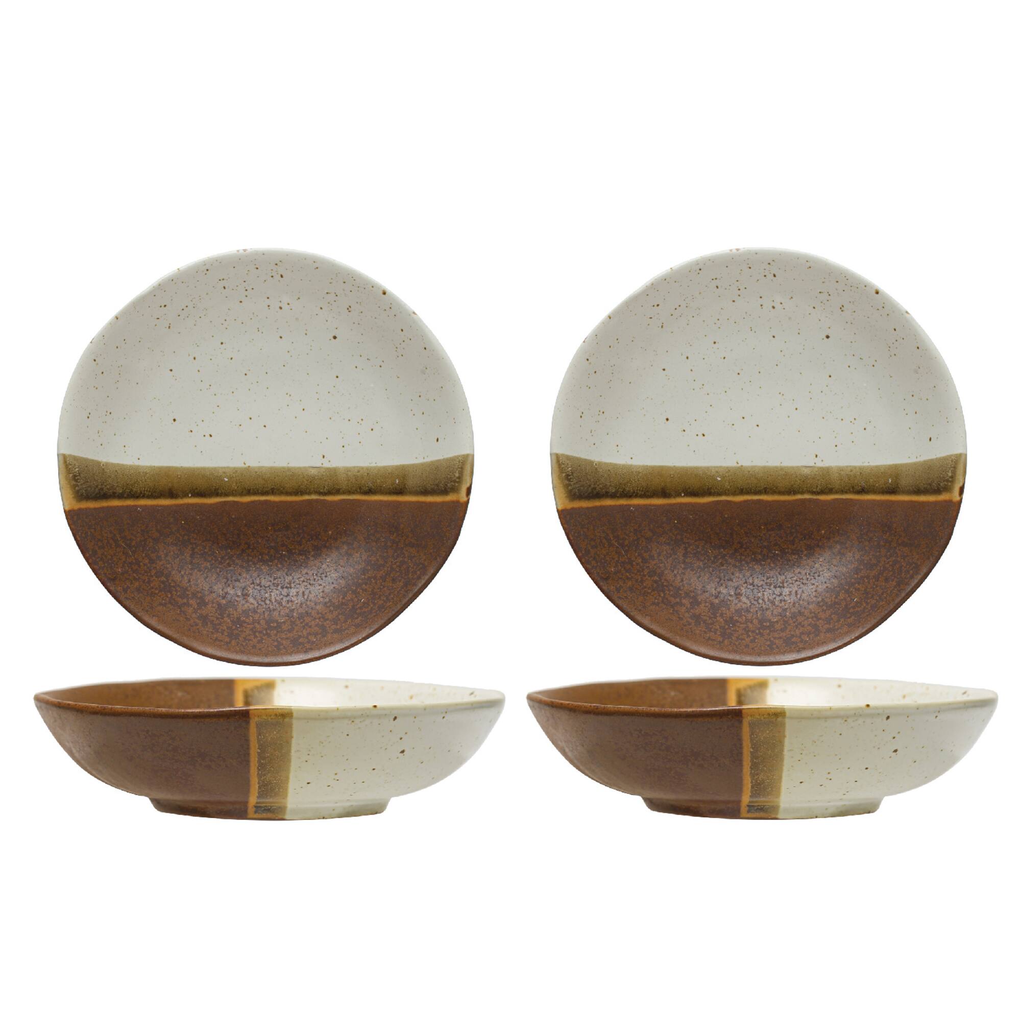 Hello Honey® Multicolor 2-Tone Reactive Glaze Shallow Stoneware Bowl Set